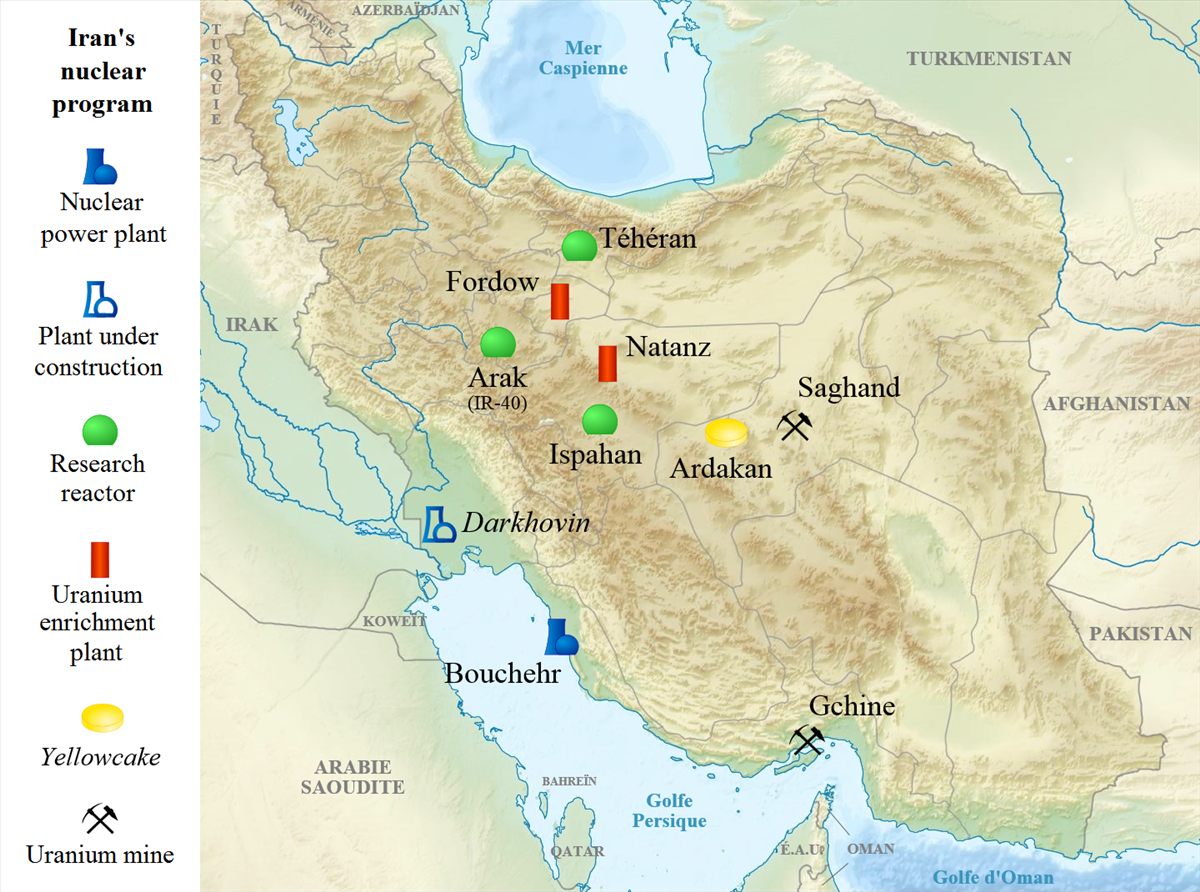 Iran nuclear facilities map for nuclear weapons capability assessment