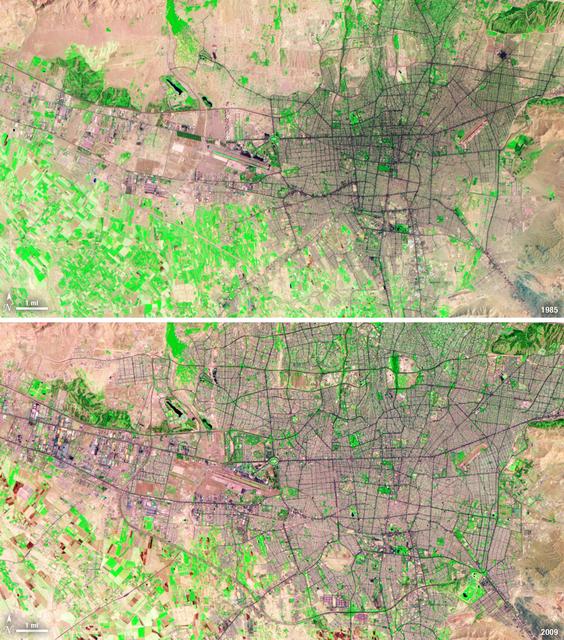 Landsat perspective near Tehran used in nuclear facilities in Iran map monitoring context